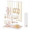 SONGMICS Portagioie, Porta Collane e Orecchini, Struttura in Metallo, Vassoio in Velluto, Espositore per Collane Bracciali Orecchini Anelli, Idea regalo, Bianco Opaco JJS036WG03