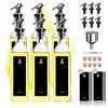 SAEIV Oliera Salvagoccia 6 Pezzi 250ml Dosatore Olio Vetro Borosilicato Alto Bottiglia per Olio Porta Olio Bottiglia Olio Bottiglie per Olio con Tappi Legno Etichette Imbuto Acciaio Inox e Pennarello