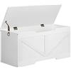 HOOBRO Cassapanca, Panca Contenitore per Bambini, con Cerniere di Sicurezza, Grande Piano, Manico Incorporato, Poggiapiedi, Baule per Giocattoli, Sgabello, 100 cm, Bianco EWT771CW01
