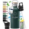 BeMaxx Borraccia Termica con Cannuccia ACTIVE FLASK 1 litro 750 ml 500ml (3 Tappi Infusore per Tè e Frutta), Senza BPA | Bottiglia Termica Acciaio Inox Isotermica - Palestra Sportiva Ufficio Fitness
