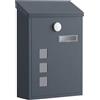 SONGMICS Cassetta Postale da Esterno in Acciaio Zincato, Cassetta Lettere con Serratura in Rame, 3 Finestre di Controllo, 21,8 x 9 x 31,8 cm, Grigio POSTER Collezione GMB032GZ01