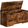 HOOBRO Cassapanca, Panca Contenitore per Bambini, con Cerniere di Sicurezza, Grande Piano, Manico Incorporato, Poggiapiedi, Baule per Giocattoli, Sgabello, 100 cm, Marrone Vintage EBF771CW01