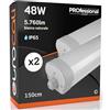 Eurocali 2x Plafoniere LED 48W 150cm Impermeabili IP65 5760 lumen - Forma: Tubo - Luce Bianco Naturale 4000K - Fascio Luminoso 120°