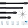 Aiitomg 4 Pezzi Bastoni per Tende a Vetro Aste per Tende Estensibili Bacchette per Tende Senza Forare per Negozi, Armadi, Finestre, Cucine, Progetti Fai Da Te(42-70CM, Nero)