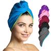 Fit-Flip Capelli Microfibra Urbana - Assorbente E Asciugatura Rapida - Speciale Turbante Asciugamano E Asciugamano per Capelli (11 - Blu con Cucitura Verde - 1 Pezzo)