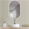 HOKO® Specchio-Bagno LED Ovale 50x90cm/90x50cm con Cornice in Metallo-Nero+Antiappannamento+Riscaldamento dello Specchio+Orologio+Interruttore Tattile+Luce LED Variabile Caldo-Freddo-Neutro 2700-6500k