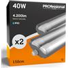 Eurocali 2x Plafoniera LED a 2 Tubi 150cm Impermeabile 40W (2x 20W) Trasparente IP65 4200 lumen - Forma: Tubolare - Luce Bianco Naturale 4000K- Fascio Luminoso 120°