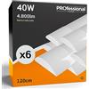 Eurocali Plafoniera LED soffitto 120cm 40W Lineare 4800 lumen - Luce Bianco Naturale 4000K - Pacco da 6 plafoniere