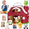 HappyKidsClub Giochi Fattoria Montessori per Bambini 1-4 Anni, Set Fienile Apribile con 9 Animali & Contadino - Giocattoli Educativo Portatile per Bambino - Idea Regalo Bambini 1 2 3 4 anni (Cartoon)