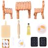 Aolso Mobili per Casa Delle Bambole, Accessori per Casa Delle Bambole in Miniatura da 17 Pezzi - Colore Legno