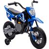AIYAPLAY 12V Moto Elettrica per Bambini 3-6 Anni con 2 Motori e Acceleratore Manuale, Mini Moto Cross per Bambini con Sospensione, Ruote Rimovibile, Indicatore di Carica, Suoni, 2.4-5km/h, Blu