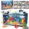 kiothdre Set di giocattoli da costruzione per acquari marini 8 in 1, con luci a LED, paesaggio in miniatura, con granchio di polpo di squalo, regalo di compleanno per adulti, ragazzi, ragazze, bambini, età 6+