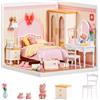 Rolife Kit Casa in Miniatura Fai-da-Te - Lovely Pink Bedroom, Kit Modello Super Creator, Casa Delle Bambole Fai-da-Te Per Figure, Regalo Perfetto di Natale o Compleanno Per Adulti