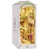 RoWood DIY Book Nook Kit - Puzzle in Legno 3D Fai Da Te Miniatura Libro Nook Booknook Modellismo Kit per Libreria Fermalibri Decor con Mobili e Luce a LED