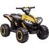 HOMCOM Quad Elettrico per Bambini 12V ATV, Macchina Elettrica con Doppio Motore e 2 Velocità, Ruote Larghe con Fari LED, Clacson e Musica, Età 3-5 Anni, Giallo