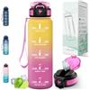 Motswedi Borraccia 1 litro, con cannuccia, Bottiglia d'acqua Motivazionale, con Indicatore di Tempo, Borraccia Palestra 1 litro, per Corsa, Ciclismo, Palestra, Yoga, Giallo & Rosa