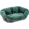 Ferplast Cesta-sofà Siesta Deluxe nera con rivestimento velluto verde - Set Tg. 4: L 64 x P 48 x H 25 cm (cesta + rivestimento)