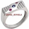 ArtikJewels Riscaldato Zaffiro & Rubino Con 925 Argento Sterling Uomo Anello AJ246