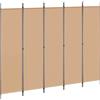 vidaXL Paravento a 5 Pannelli Beige 250 x 200 cm Tessuto
