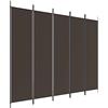 vidaXL Divisorio a 5 Pannelli Marrone 250x200 cm in Tessuto