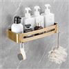 Hoinerus Adesivo o perforazione mensola bagno organizzatore doccia Caddy shampoo titolare con ganci in ottone antico colore ottone