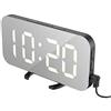 EXTSUD Sveglia Digitale con Display a Specchio Orologio Sveglia Elettronica con Luce Notturna Grande LED Schermo 12/24H Funzione Pisolino 2 Porte USB per Ricarica Smartphone