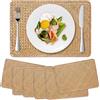XIMISISE 6 Pezzi Tovagliette in Vimini Rettangolare,Tovagliette Rattan Intrecciato per Tavolo da Cucina, Naturale