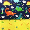 Fuya Tessuto di cotone per patchwork con foglie e dinosauri, 160 cm x 100 cm, 2 pezzi, per la decorazione di indumenti e lenzuola per bambini