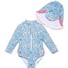 BONVERANO Costume Intero Bambina Manica Lunga Protezione UV 50+ con Cuffia(Blu-Blu,9-12mesi)…