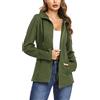 Aottori Felpa Donna con Cappuccio e Zip Giacca Sportiva Leggero Hoodie Cotone Manica Lunga Sweatshirt Aperto con Tasche e Cerniera Felpe Casual Classico Primavera Autunno Verde Militare XXL