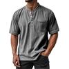 Generic Camicia casual da uomo - puro cotone lavato imitazione denim manica corta button down girocollo t-shirt bianca, Grigio, 4XL