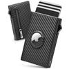YESIIW Airtag Portafoglio, Pop up Porta Carte Uomo con 6 Slot per Carte,1 Scomparto per Banconote & 1 Portamonete Portafoglio Uomo Slim con Blocco RFID, Apple Airtag 2 Generazione & 1 (Carbonio)