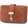 HNOOM Portafoglio Portamonete Donna Porta Carte di Credito Medio (Marrone) | Vintage Pelle PU, Porta Carte Funzione Antifurto RFID, con 18 Scomparti e 1 Portafogli, Pochette Elegante con 1 Cerniera