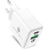 Wicked Chili 20W Adattatore di alimentazione USB doppio con QC3.0 e USB C PD - Caricabatterie veloce compatibile con iPhone 14, 13, 12 (Pro, Max, Plus, Mini), , Caricabatterie MagSafe, 20W PD e QC 3.0 Adattatore di ricarica a doppia porta
