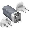 Energizer Ultimate - Caricatore di rete Multiplug EU/UK/US GaN USB-C e USB-A 65W PD (argento)
