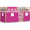 vidaXL Letto a castello con tende rosa 80x200 cm in legno di pino massiccio