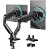 AX WABER Braccio Monitor Doppio per Schermi 17-32 Pollici - Supporto Doppio Monitor con Regolazione Ergonimica, Rotazione 360° e Inclinazione +90°/-45°, VESA 75x75/100x100 AX09DB201