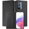 MOJIA Custodia per Vivo Y76 5G / Y76s, Resistente a Cadute e Graffi, Alta qualità PU Pelle Stile Portafoglio Cover Folio con Chiusura Magnetica. Black