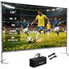 Yanuoda Schermo Proiettore 120 Pollici 4K con Supporto Rinforzato - 16:9 HD, Senza Pieghe, Montaggio Rapido 5 Min - Per Home Cinema, Giardino, Eventi e Campeggio