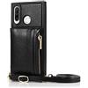ZORSOME Custodia a portafoglio per Huawei P30 Lite, borsa a tracolla con porta carte, cavalletto, chiusura magnetica con cerniera, cinghia rimovibile, cover posteriore protettiva per Huawei P30 Lite