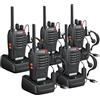 Proster Set di 5 Ricetrasmittenti Professionali Walkie Talkie a Lungo Raggio PMR 446 Comunicazione Chiara con 16 Canali, Cuffie, Torcia LED e Funzione VOX Woki Toki per Uso Professionale e Personale