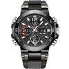 Generico Orologio al quarzo con doppio display da uomo - cinturino in silicone (quadrante luminoso) | Orologio da polso sportivo multifunzionale, casual impermeabile da uomo, cronografo digitale analo