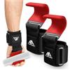 Flintronic Ganci per Sollevamento Pesi, Unisex Impugnature Rivestite in Gomma Antiscivolo, 8mm Supporto per il Polso in Neoprene, Di Allenamento In Palestra, Powerlifting, Deadlift, Shrugs (Rosso)