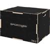 SPORTNOW Box Pliometrico 3 in 1, Plyo Box in Legno Antiscivolo 3 Altezze per Allenamento a Casa e Palestra, 76-61-51cm, Nero