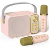 BESCOST Karaoke per Bambini BESCOST Professionale Completo con 2 Microfoni Wireless,Cassa Portatile 7 Effetti Sonori,Idea Regalo Compleanno,Giocattolo Natale 5-14 Anni