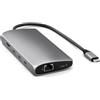 SATECHI 8 in 1 Hub USB-C V3 con Ethernet, Ricarica PD 85W, HDMI 8K, 4 Porte USB-C 10 Gbps, Lettore SD UHS-II, per MacBook Air e Pro, PC, Portatile e altro - Grigio Siderale