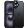 JETech Cover Opaca per iPhone 16 6,1 Pollici, Protezione Anticaduta Antiurto di Grado Militare, Custodia Cellulare Posteriore Glassata Traslucida, Anti-Impronte (Nero)