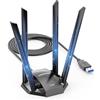 COMFAST WiFi 7 Chiavetta WiFi USB 3.0 6500Mbps Adattatore USB Wireless Tri-Banda con 4 Antenne Alto Guadagno, OFDMA/MU-MIMO, Cavo Estensione, Sicurezza WPA3, Compatibile Windows 10/11, Plug and Play