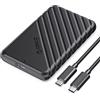 ORICO Case SSD 2.5", ORICO 6Gbps USB 3.1 Gen 2 Case Hard Disk 2.5 per 7mm e 9,5 mm, SATA I II III, HDD, SSD, Supporto UASP e TRIM, con Cavo da USB C a C(Nero, 25PW1C-C)