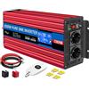 ETREPOW 2000W Inverter 24V 220V Onda Sinusoidale Pura Trasformatore Con 2 Prese EU e USB, Telecomando Senza Fili,Display LCD,Picco 4000W